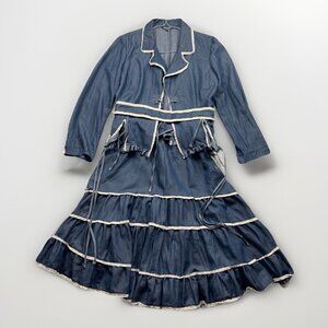 Terra Nostra Two Piece Skirt Top Set Festival Hippie Folk Boho Sz M Grunge Folk